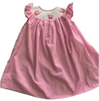Smocked Easter Dress Rabbit, Bunny, Basket, Carrots. Girls SZ 12 months Babeeni