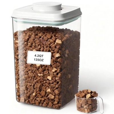 3-5 Lbs Dog-Cat Treat Container Pop Pet Food Storage Container for Kibble & T...