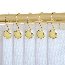 Rustproof Decorative Double Shower Curtain Hooks with Crystal Design, Set of 12