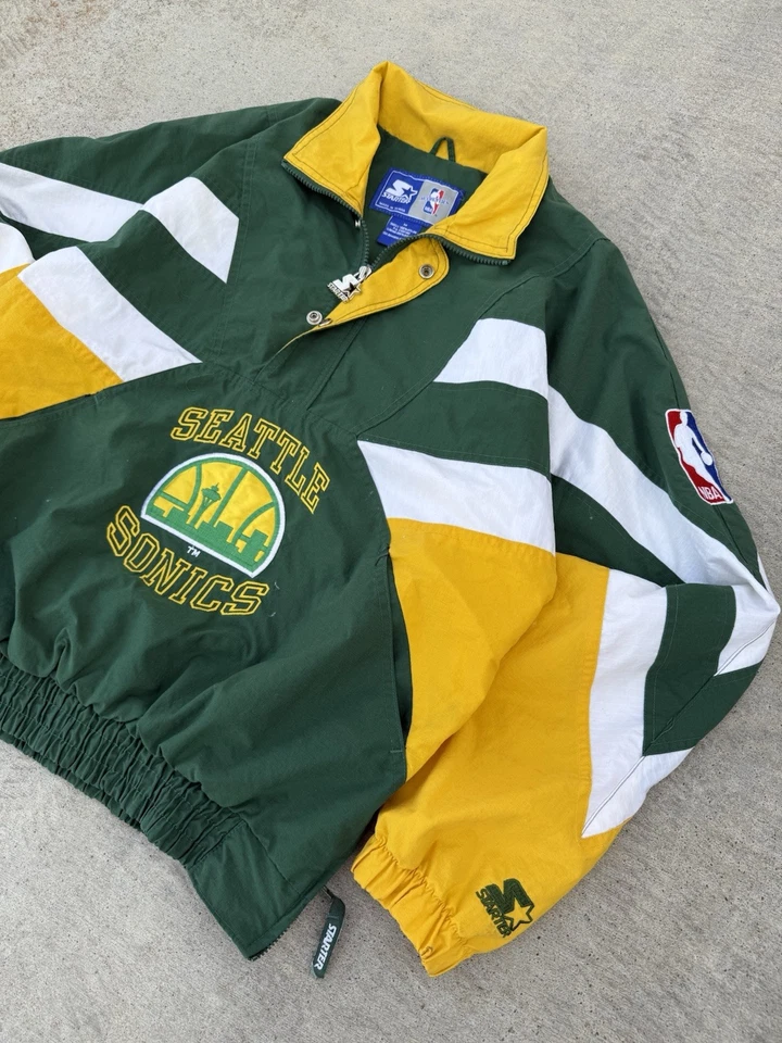 Vintage 90's Starter Seattle Sonics Supersonics Jacket NBA Mens Size M - Image 2 of 4