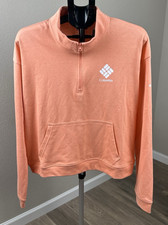 Columbia Women  s XXL Coral Orange 1/4 Zip Pullover Sweatshirt Logo Pocket