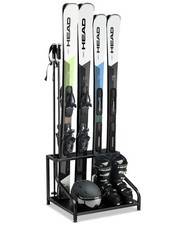 Ski Storage Rack for Garage - Freestanding Ski Holders for 4 Pairs of Skis, S...
