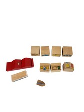 Vintage BRIO Railway City Set Small Town Wooden Train Building Blocks Parts Lot