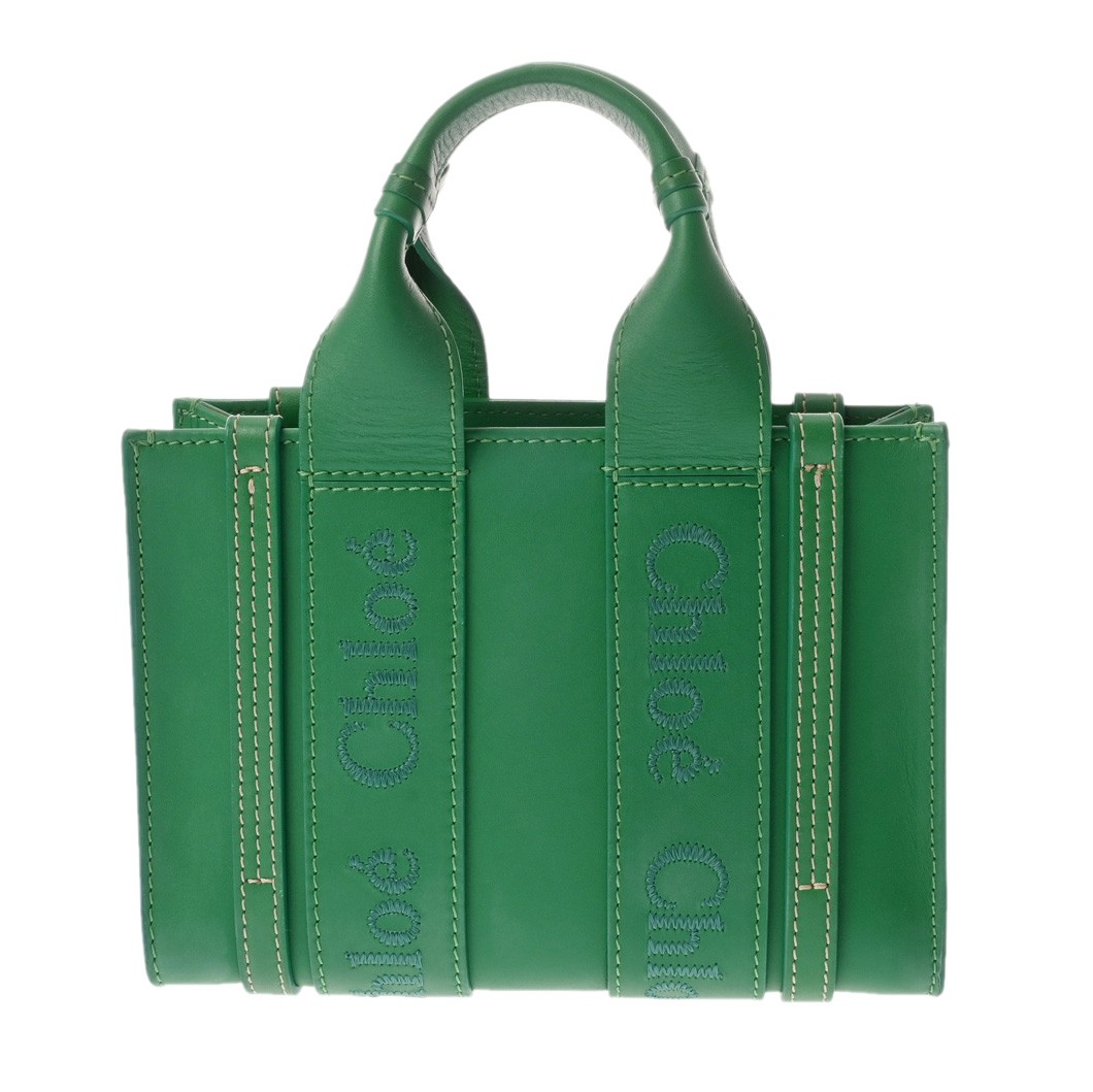 Chloe WOODY Mini Tote CHC23SP237 calf green Women Shoulder Bag
