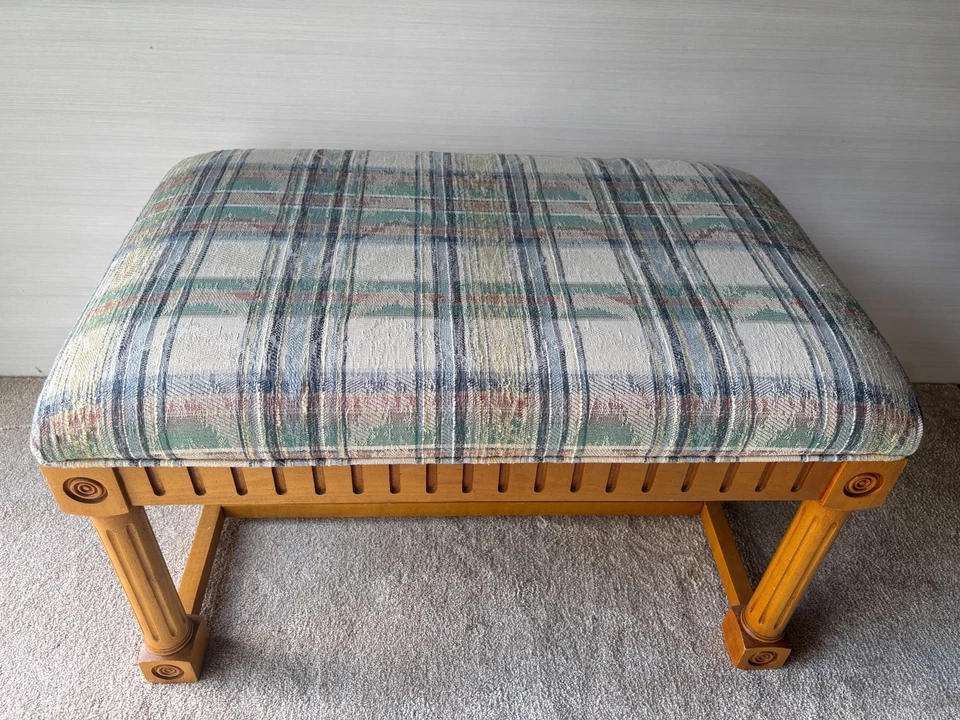 Banco de colección casa de campo francesa 30,5" L talla tapizado extremo de cama Foto 2 de 4