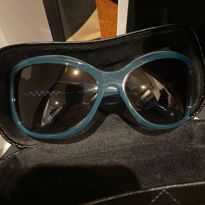 CHANEL Sunglasses Coco Mark Dark Green Frame Black Gradient Square Unisex Used