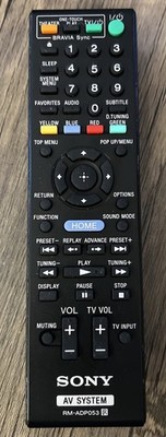 SONY RM-ADP053 BLU RAY HOME THEATER REMOTE BDV-E870 BDV-F7 BDV-T37 BDV-E570 OEM