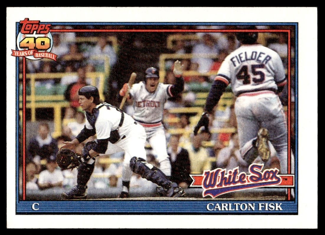 1991 Topps Dark Logo Variation #170 Carlton Fisk Chicago White Sox