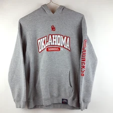 Oklahoma Sooners OU XL Gray Hoodie Sweatshirt J America Classic Spellout Vintage