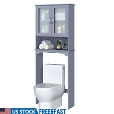 Modern Bathroom Space Saver Cabinet Over Toilet Storage Adjustable Shelf Utility