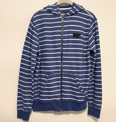 Epic Threads Boys Blue White Striped Hoodie Sweatshirt Jacket Full Zip Sz Large