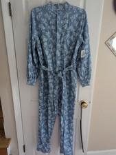 Old Navy Denim Chambray Floral Cottagecore Belted Jumpsuit Size M NWT