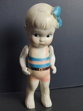 Vintage Large Frozen Charlotte Side Glancing Doll Bisque Japan Movable Arms 6.5"