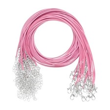 25 Pack 18" Waxed Necklace Cord, 1.5mm Bracelet Cord with Lobster Clasp Pink