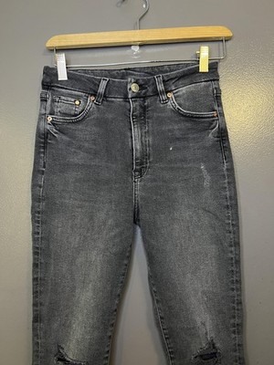 &DENIM Super Skinny Jeans Womens 4 Gray High Rise Distressed Stretch Denim