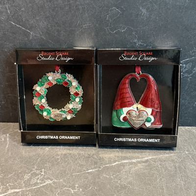 Regent Square Studio Design Christmas Ornaments 2022 Set of 2 Metal Hanging