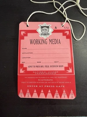 Vintage 1993 NLCS Working Media Press Pass Ticket Phillies v Braves New - Image 1 of 4
