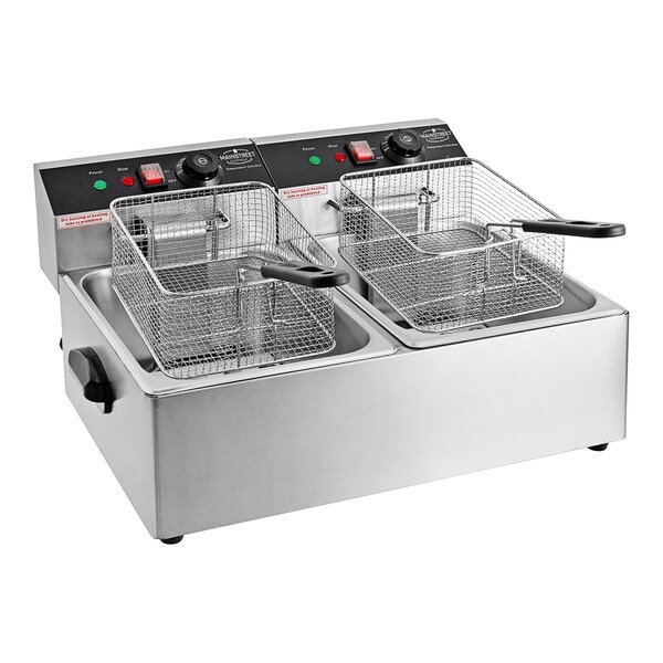 MainStreet Equipment F20E 20 lb. Dual Tank Electric Countertop Fryer - 110V