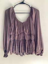 Women’s Nine West Brown Long Sleeve Dress Top Sz Medium