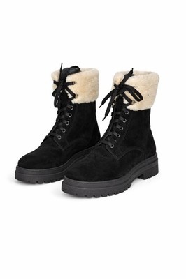 La Canadienne Victor Black Suede Shearling Boots Women s 9 Waterproof Winter...