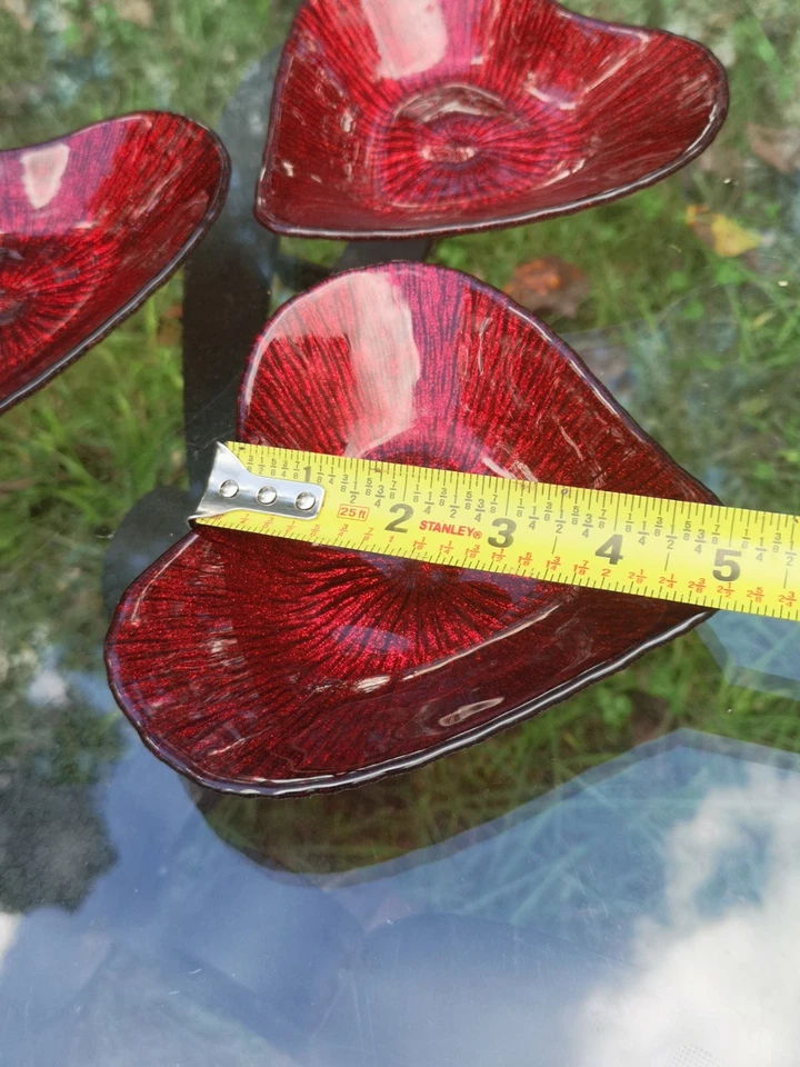 Juego de Platos Corazón Rojo Vidrio Brillo AKCAM de 3, 6" Hecho en Turquía, De Colección... Foto 3 de 4