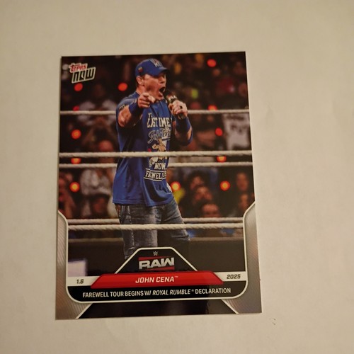 JOHN CENA 2025 Topps Now WWE #4 RAW Netflix Debut Card Topps Foil LOGO on back  - Picture 5 of 6