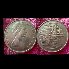 1966 Queen Elizabeth II 20 Cents Australian  Coin