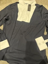 Free Ride Equestrian Amelia Show Shirt Long Sleeve Navy New In Package Size XL