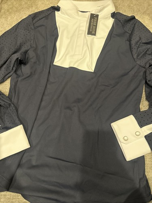#ad Free Ride Equestrian Amelia Show Shirt Long Sleeve Navy New In Package Size XL $29.99