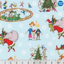 Dr. Suess How the Grinch Stole Christmas Characters Cotton Fabric, BTHY