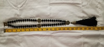 HEIDI DAUS VINTAGE GOLDTONE BEADED FLOWER TASSEL TOGGLE NECKLACE (C166)
