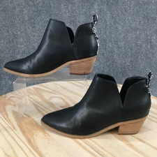 Nine West Boots Womens 6.5 M Shia 3 Pointed Toe Ankle Bootie Black Leather Heels