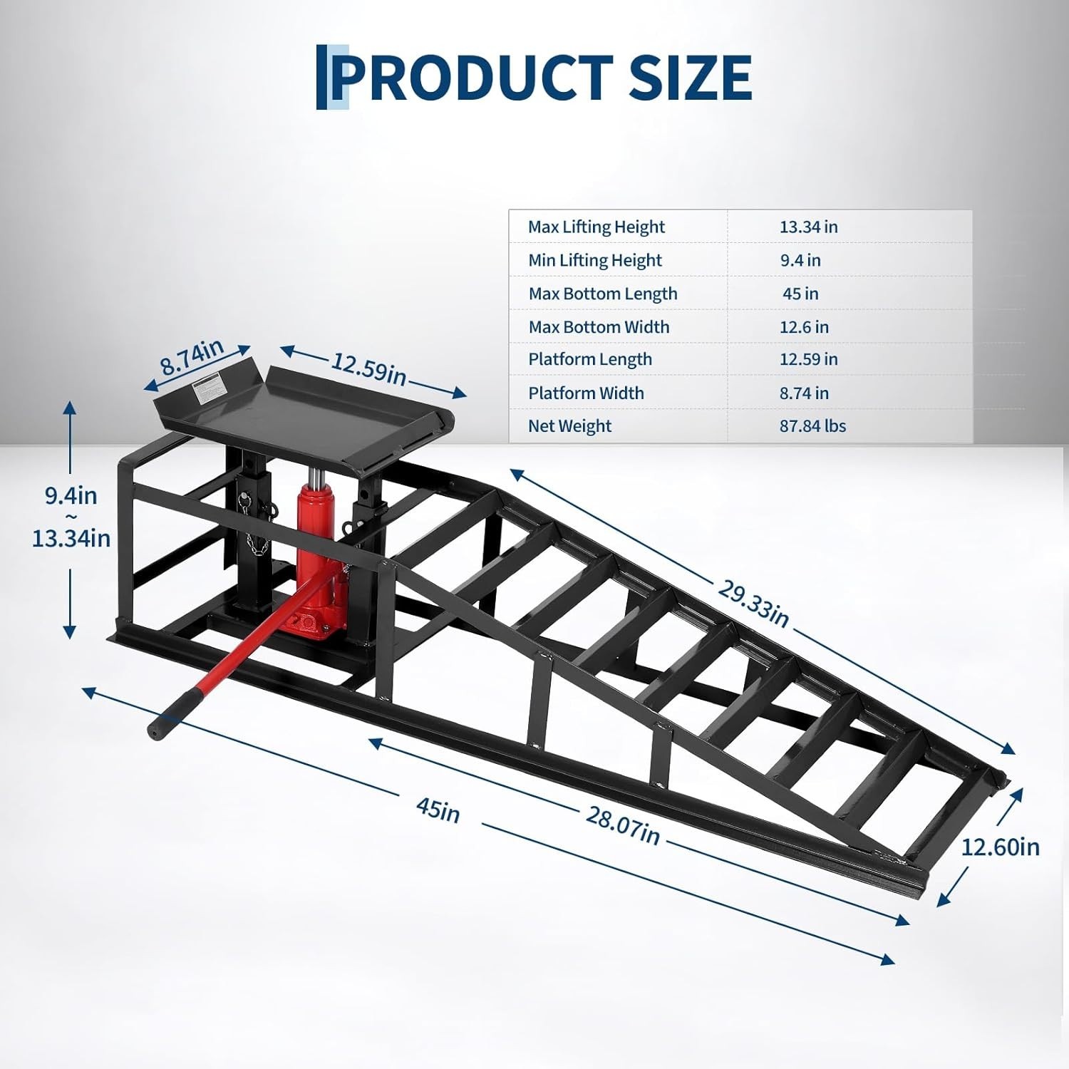 Heavy Duty Hydraulic Car Ramps 5 Ton, Low-Profile Lift for Cars & Trucks , Black