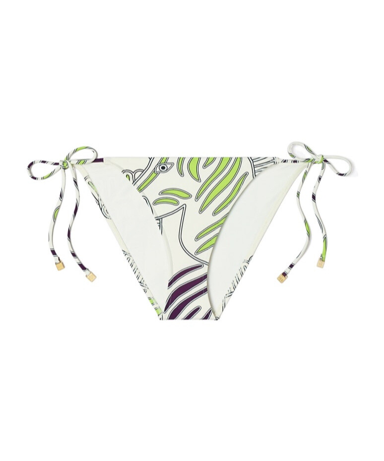 Tory Burch Womens PRINTED STRING BIKINI BOTTOM ivory zebra scarf