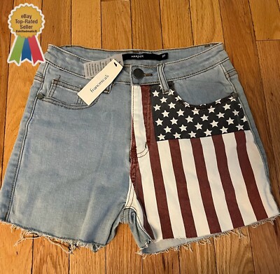 Francesca s Harper Women s  American Flag Denim Jean Shorts
