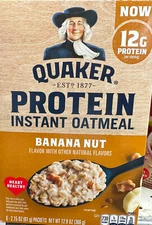 QUAKER PROTEIN INSTANT OATMEAL BANANA NUT FLAVOR WITH OTHER NATURAL FLAVORS
