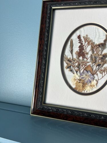 Vintage Framed Dried Floral Bouquet 12” Wall Art Cottagecore Art - Picture 2 of 10