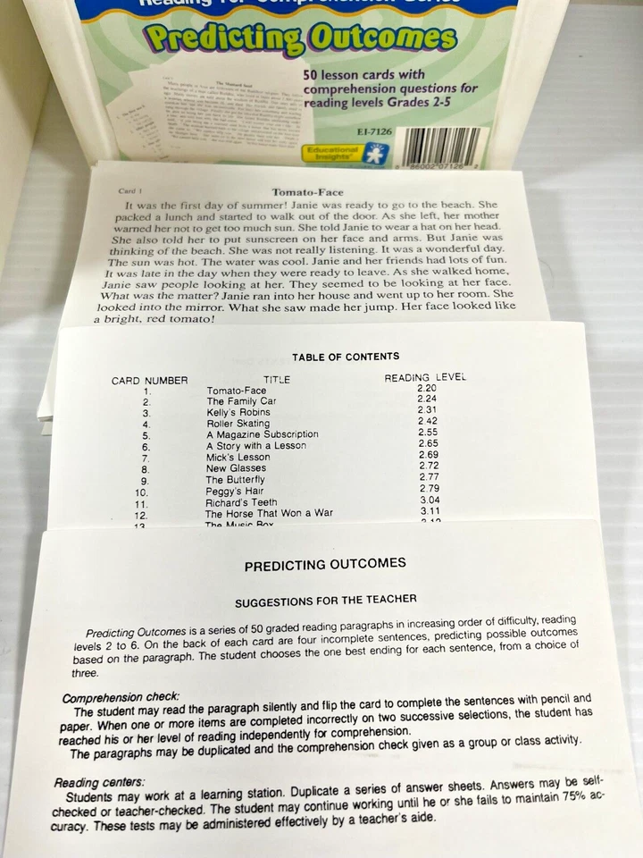 Reading for Comprehension 400 Lesson Cards in Bundle of 10 Containers GR2-5 1990 - Image 4 of 4