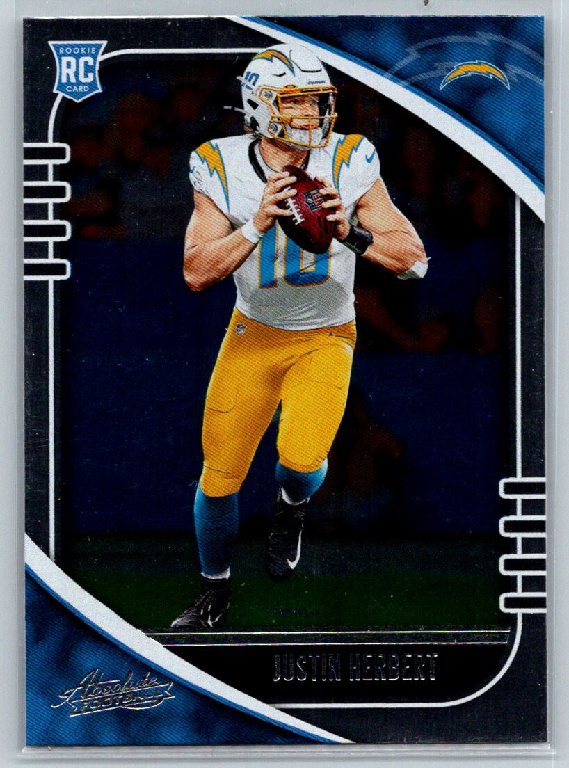 Justin Herbert 2020 Panini Absolute #167 Rookie Card Los Angeles Chargers TC3110