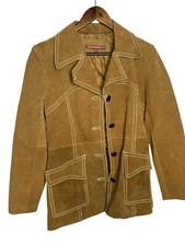 Vintage Jennyfer J Jacket Brown Leather Suede Button Blazer Jacket Women's M Y2k