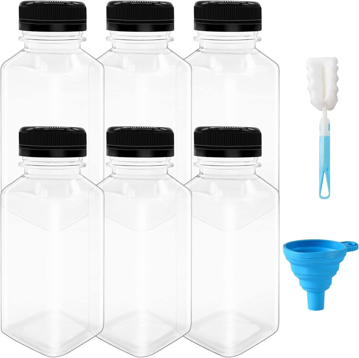 6 Stück 250 Ml Kunststoff-Saftflaschen, Transparente Pet-Flaschen, Leere Wiederv
