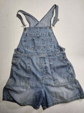 Vintage AE Supply DUNGAREES Blue Denim Jean Bib Shorts Overalls *Made In USA M