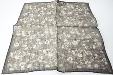 Isaia Brown Beige Floral 100 Linen Pocket Square Italy New