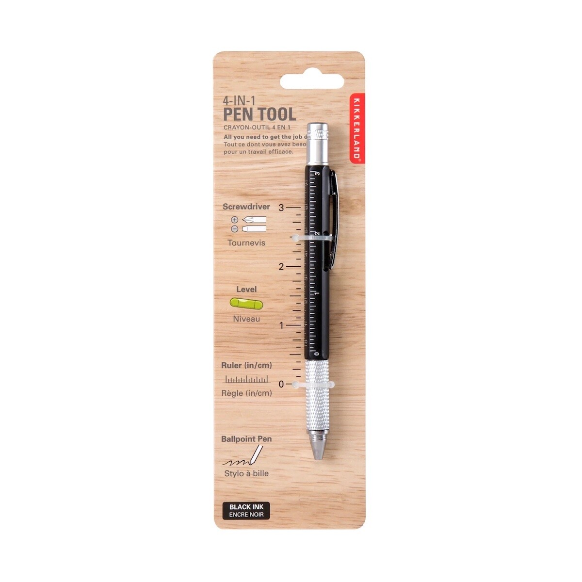 Kikkerland 4 in 1 Pen Multi Tool Screwdriver, Level, Ruler, New Job Gift Idea
