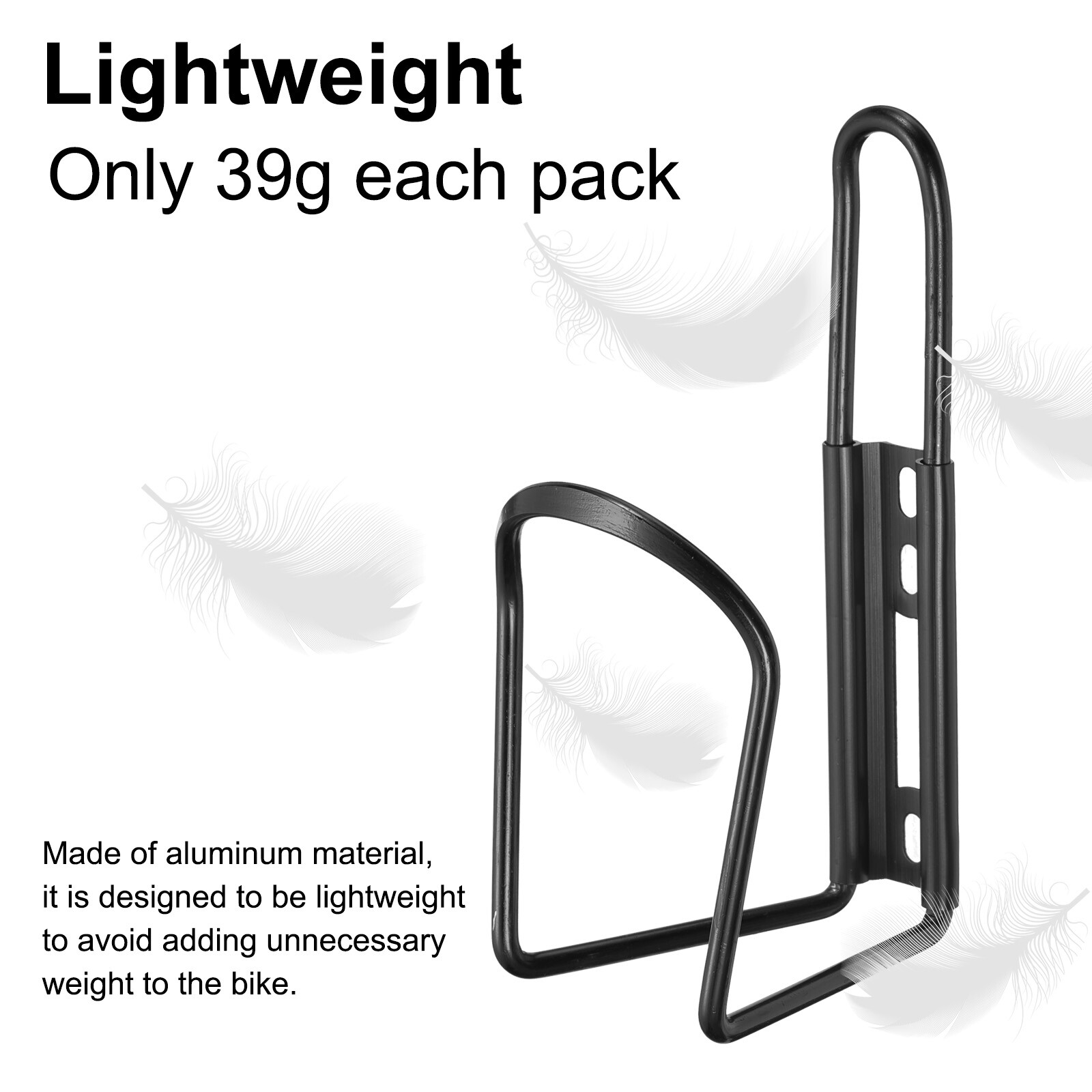 Bike Water Bottle Cage Ultralight Aluminum Holder with Hardware, Black
