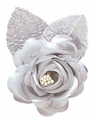 12 Silver Silk Rose Flowers - Wedding Corsage, Bouquet, Or Decor Favors