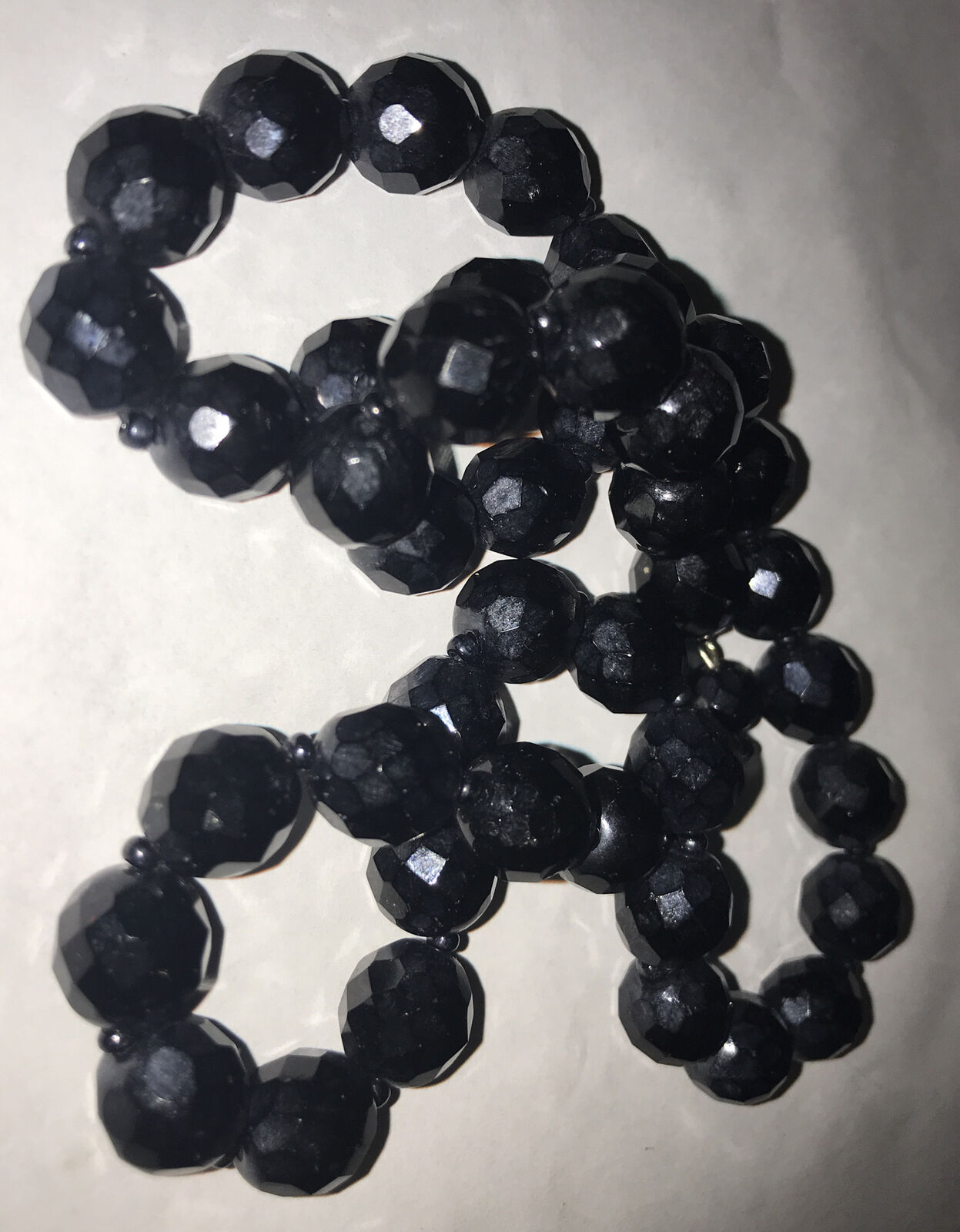 Vtg French Jet Glass Big Bead Necklace - image 9