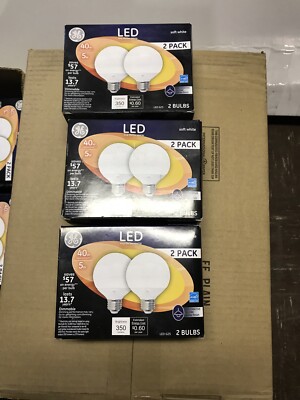 Lot Of 3 2 Pack (6 Total) GE 40/5W CLR Globe Bulb 350 lumens white Finish 34741