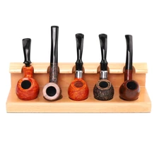 Beech Wood Tobacco Pipe Stand Rack Holder Display for 5 Smoking Pipes L Shape 