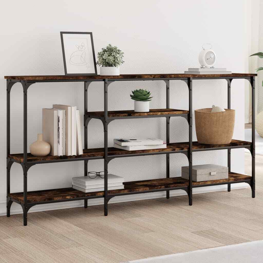 vidaXL Console Table Smoked Oak 160x29x80 cm Engineered Wood